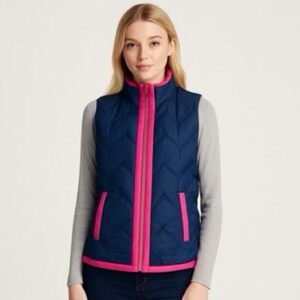 Vineyard Vines Blue Pink Preppy Active Outdoors Athleisure Puffer Vest Small